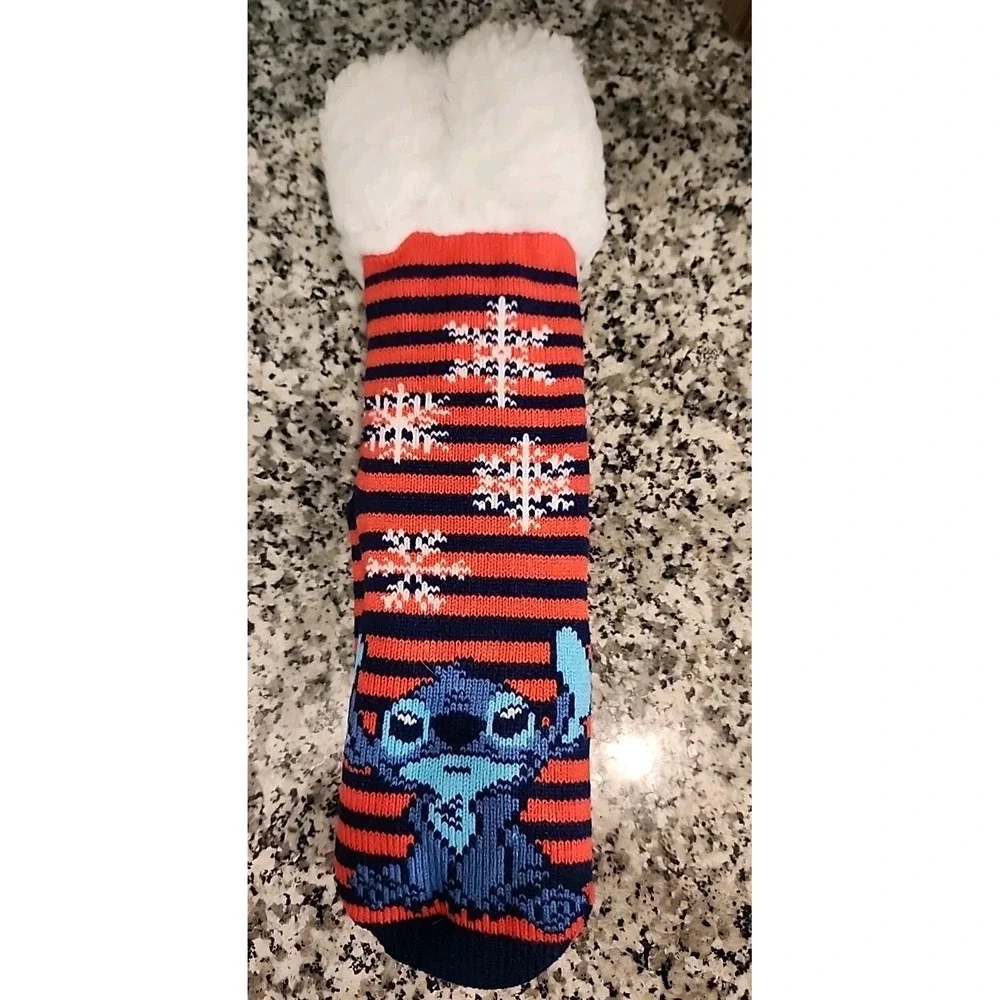 NEW Stitch‎ Faux Sherpa Lined Soft Non-Slip Green Women's Slipper Socks
